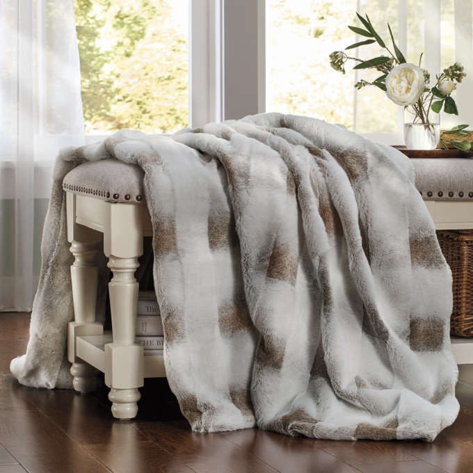 Jacquard Check Patterned Throw - 50" x 60", Chocolate White, large