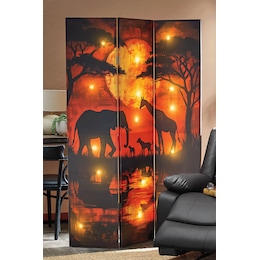 Lit African Safari Sunset Room Screen, , large