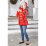 Mia Shiny Puffer Jacket with Faux-Fur Hood, Red, large