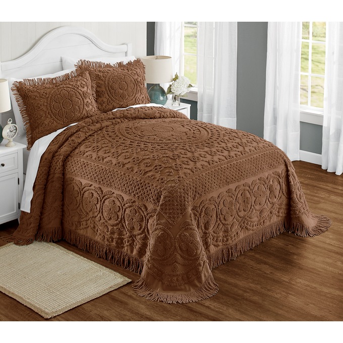 Emily Tufted Floral Cotton Chenille Sham, Chocolate, large