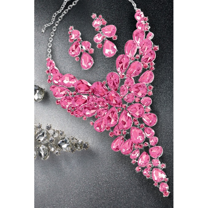 Crystal Bib Necklace and Earring Set, , large