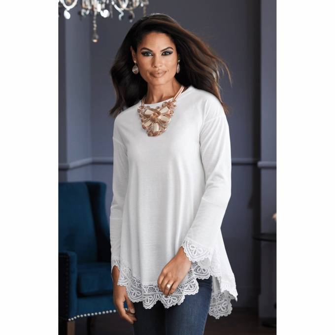 Shania Lace Trim Tunic, , large