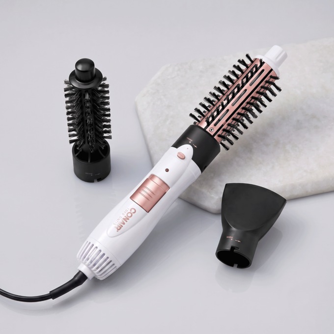Conair Double Ceramic Ionic 3-in-1 Hot Air Brush with Attachments, Multi, large