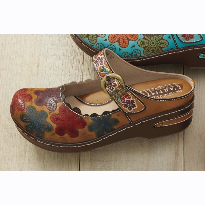L'Artiste Women's Flochino Clog by Spring Step, Tan Multi, large