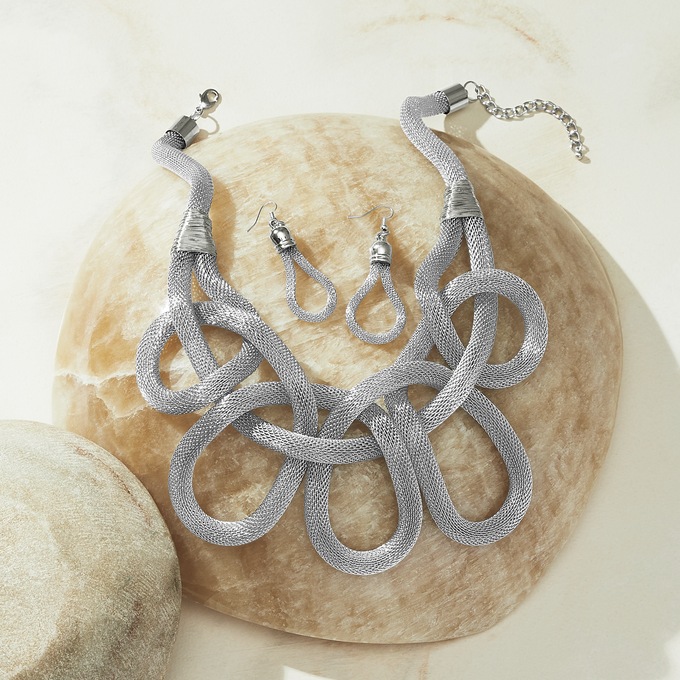 Mesh Loop Necklace and Earring Set, , large