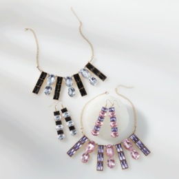 Crystal Oval-Bar Necklace &amp; Earring Set, , large