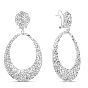 Crystal Pavé Oval Earrings, , large