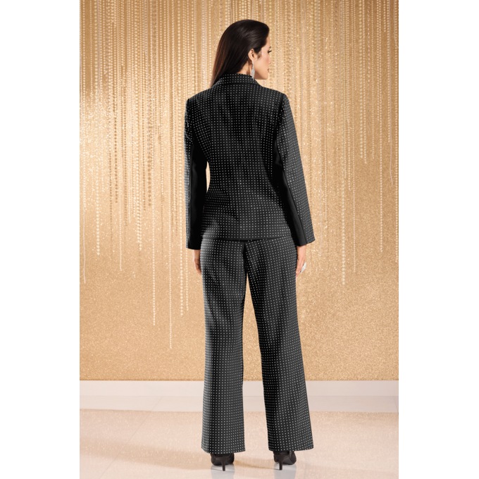 Ziva All-Over Rhinestone 3-Piece Pant Suit, , large