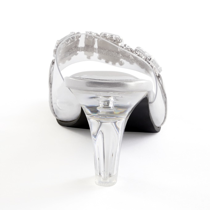 The Classique Vinyl Rhinestone Slide for Women with a Clear 2.5" Lucite Heel, , large