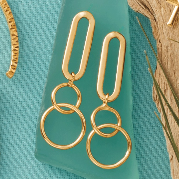 10K Gold Round/Oval Post Earrings, , large