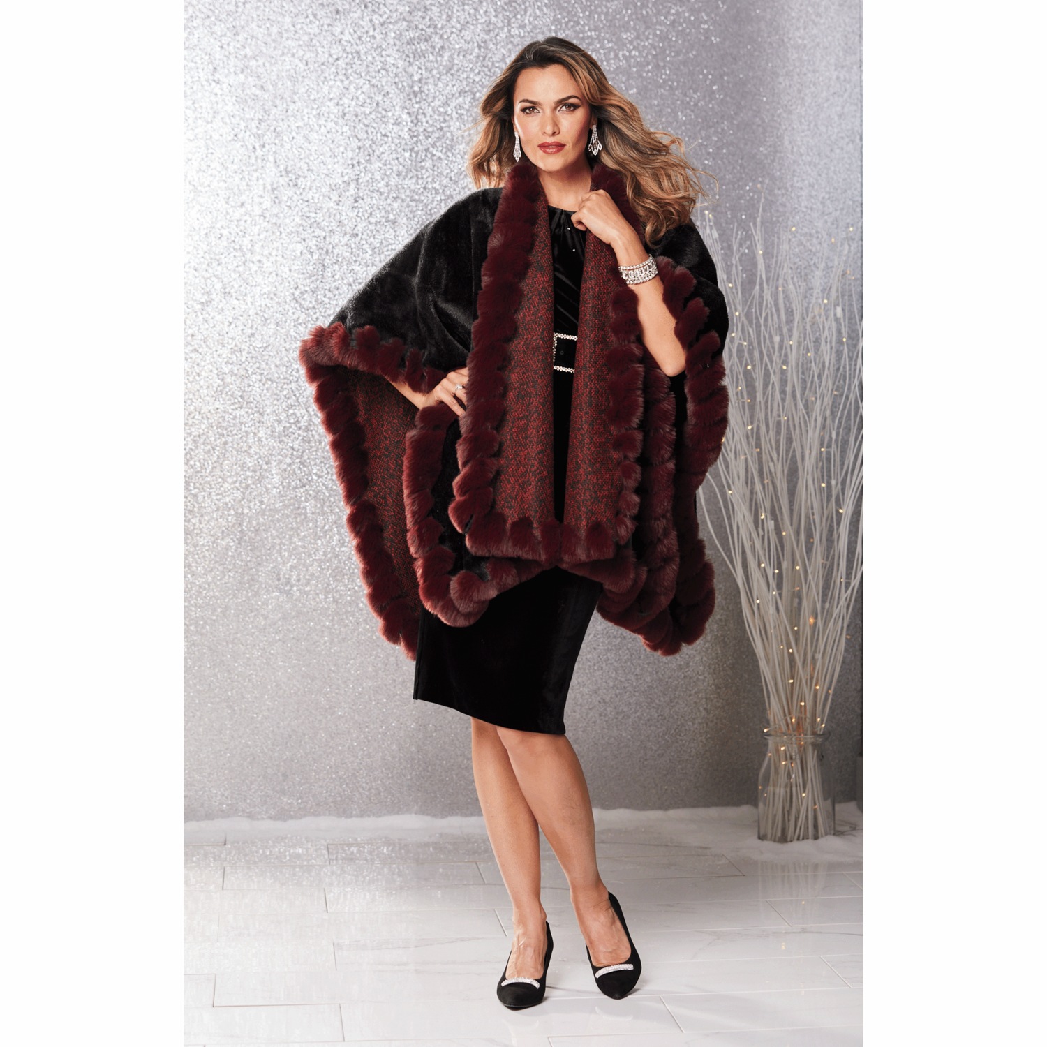 Midnight velvet faux fur coat sales