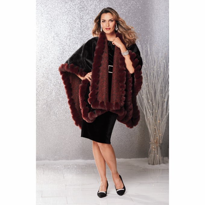 Reversible Faux-Fur Trim Wrap, , large