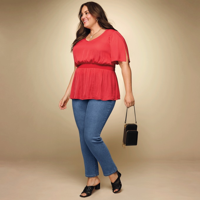 Sarah Smocked Peplum Blouse, , large