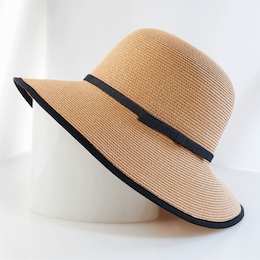Marisol Cloche-Style Sun Hat with Contrast Trim, , large