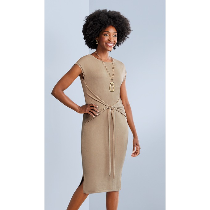 Waist Tie Sweater Dress, , large