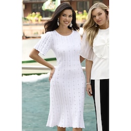 Studded A-Line Sweater Dress, , large