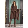 Warm Fleece Cape with Faux-Fur Collar and Pockets, Chocolate, large