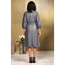 Lyra Faux-Leather A-Line Dress with Eyelet Cutouts and Balloon Sleeve, , large