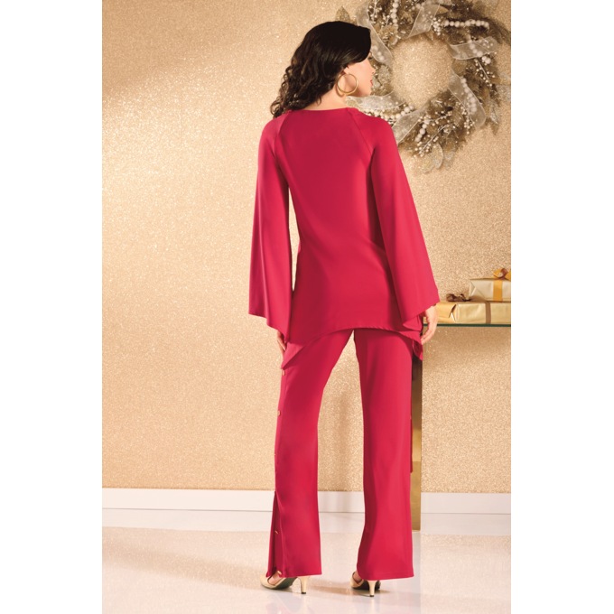Demi 2-Piece Women's Pant Outfit with Sharkbite Hem, Spicy Red, large