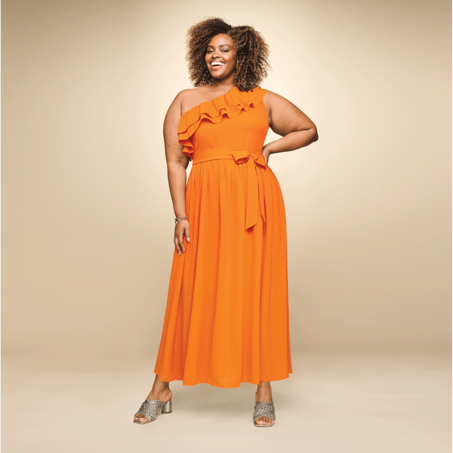 One-Shoulder Ruffle Maxi | Midnight Velvet