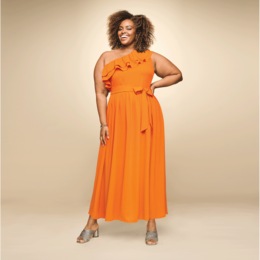 One-Shoulder Ruffle Maxi, , large