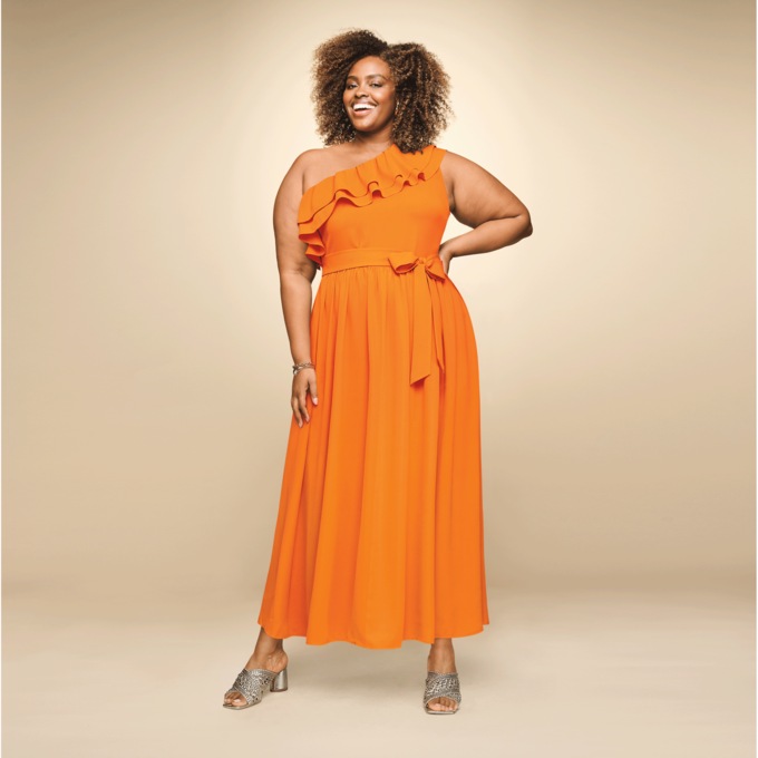 One-Shoulder Ruffle Maxi, , large