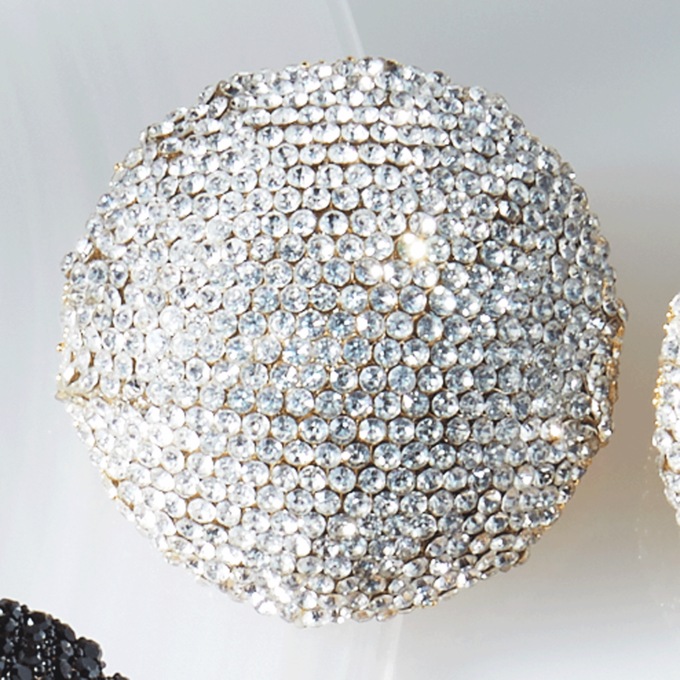 Crystal Color Round Pav&eacute; Earrings, Clear, large