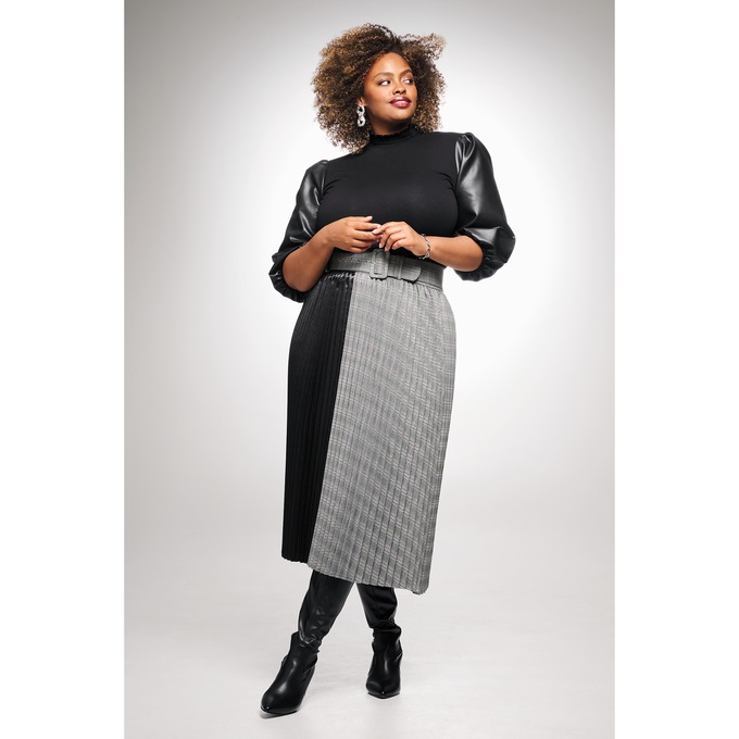 Katie Combo Pleated Skirt, , large