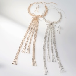Crystal Bow Necklace &amp; Earring Set, , large