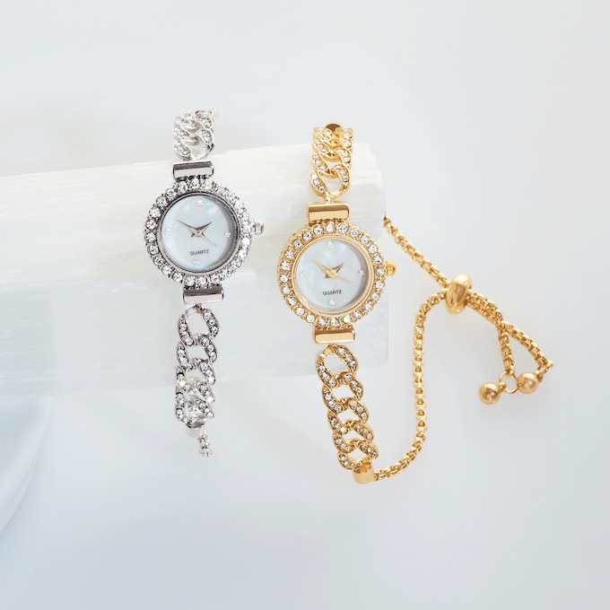 Crystal Round Adjustable Watch , , large