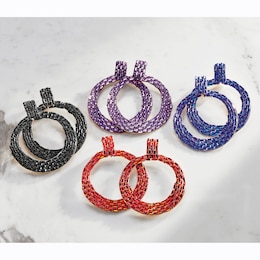 Pav&eacute; Crystal Circle/Drop Earrings, , large