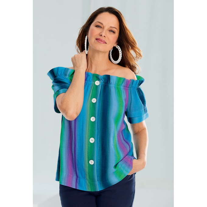 Shores Off-Shoulder Top, , large