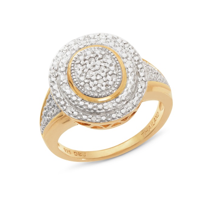 Diamond Oval Cluster Ring, , large