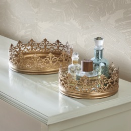 Set of 2 Golden Crown Trays, , large