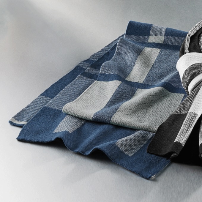 Men's Plaid Scarf, Blue, large