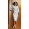 Jeweled Neck Jacquard Sheath Dress, , large
