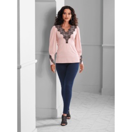 Holiday Knit Lace Top, , large
