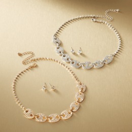 Crystal G-Link Necklace and Earring Set, , large