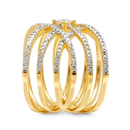 Diamond Cluster Open Crisscross Ring, , large