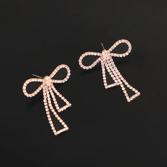 Crystal Bow Drop Earrings, , large
