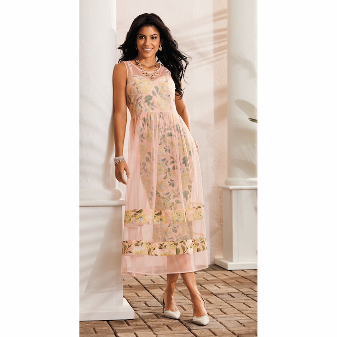 Ulla Mesh Overlay Dress, , large