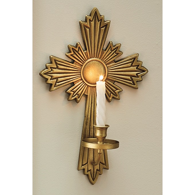 Set of 2 Golden Cross Taper Sconces, , large