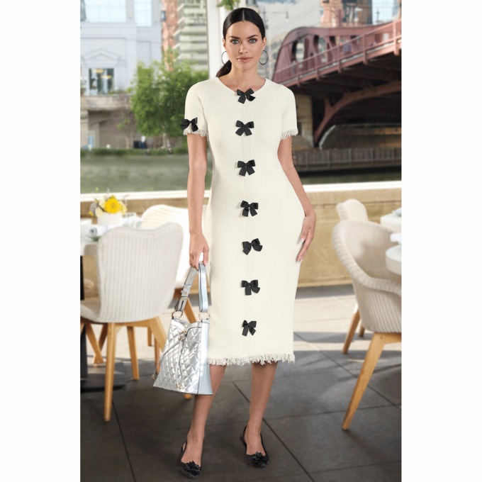 Elodie Bow Sheath Dress, , large