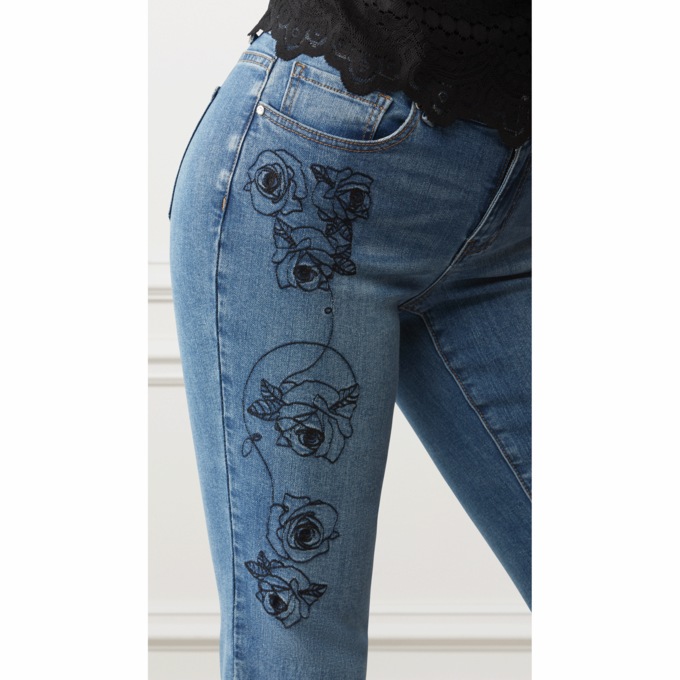 Christine Floral Embroidered Jean, , large