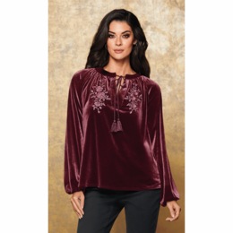 Velour Peasant Tunic, , large