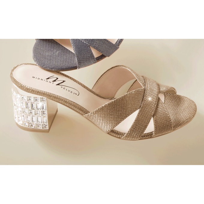Midnight Velvet Rhinestone-Heel Slide, , large