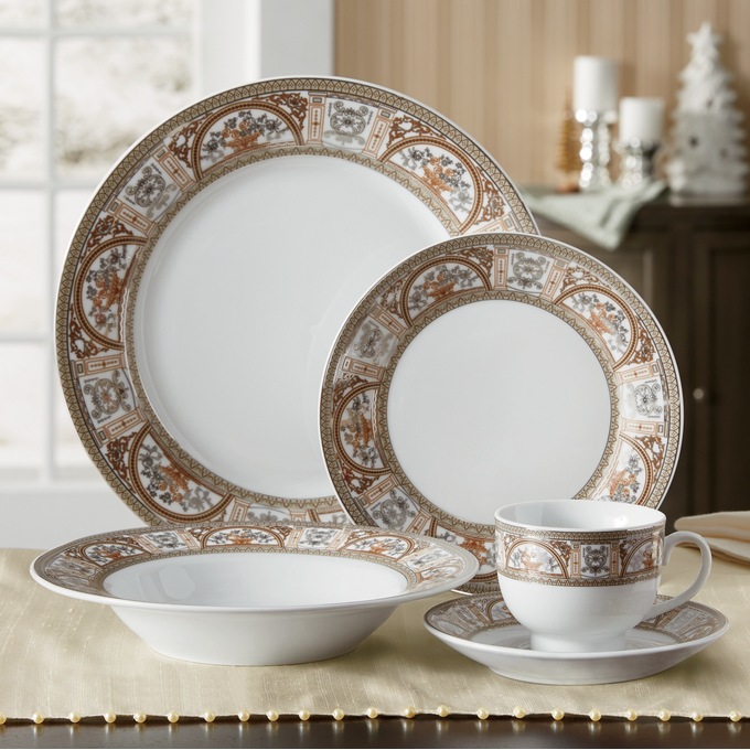 47-Piece Accent Dinnerware Set, Silver, large