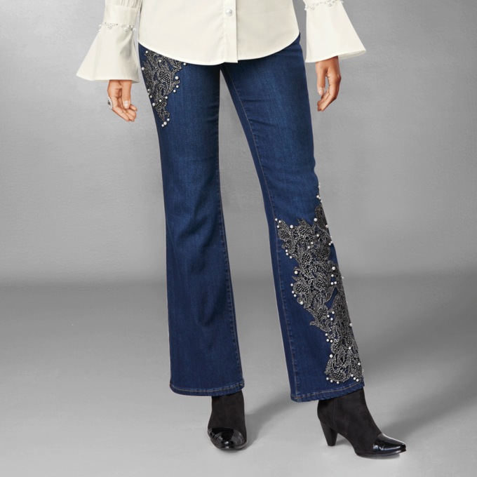 Erin Pearl Lace Jean, , large