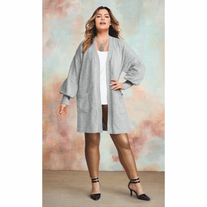 Puff-Sleeve Cardigan, , large