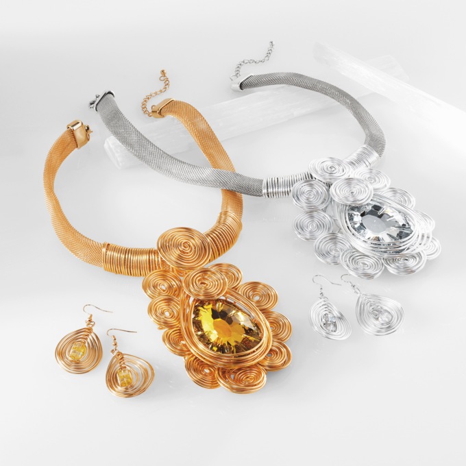 Crystal Coil Necklace & Earring Set, , large